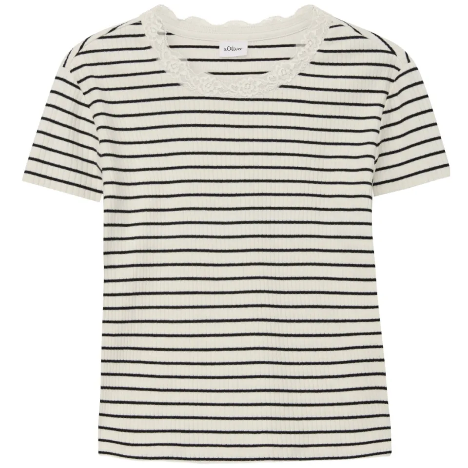 S.Oliver gestreept T-shirt ecru zwart, foto 3