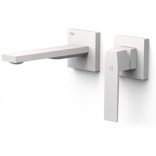 Tres Slim Exclusive inbouw wastafelmengkraan 2 delen mat wit Mat wit -