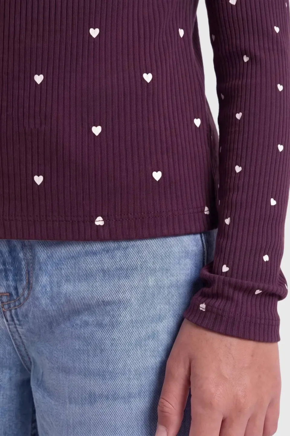 Only longsleeve met hartjes donkerrood donkerrood/wit, foto 6
