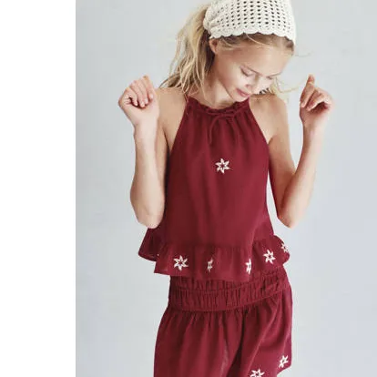 Mango Kids korte rok met borduursels rood, foto 4