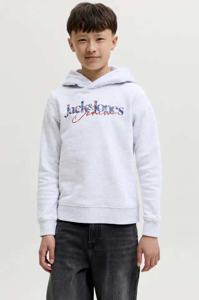 Jack & Jones JUNIOR hoodie met print - wit Wit melange