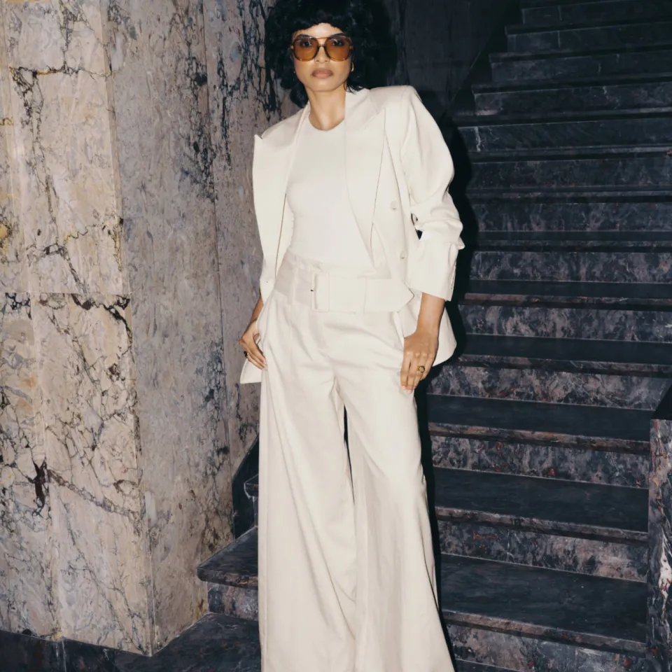 JOSH V wide leg broek met ceintuur - ecru, foto 7