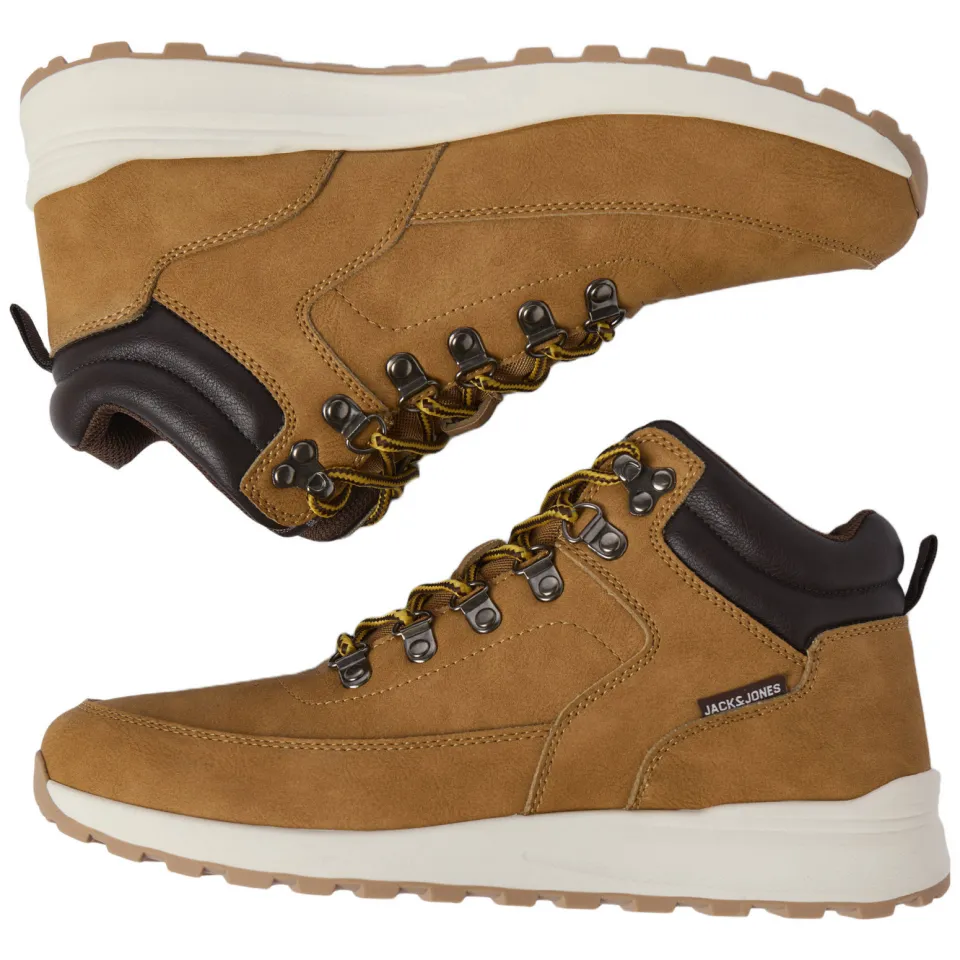 Jack & Jones imitatieleren veterboots met profielzool - cognac, foto 3