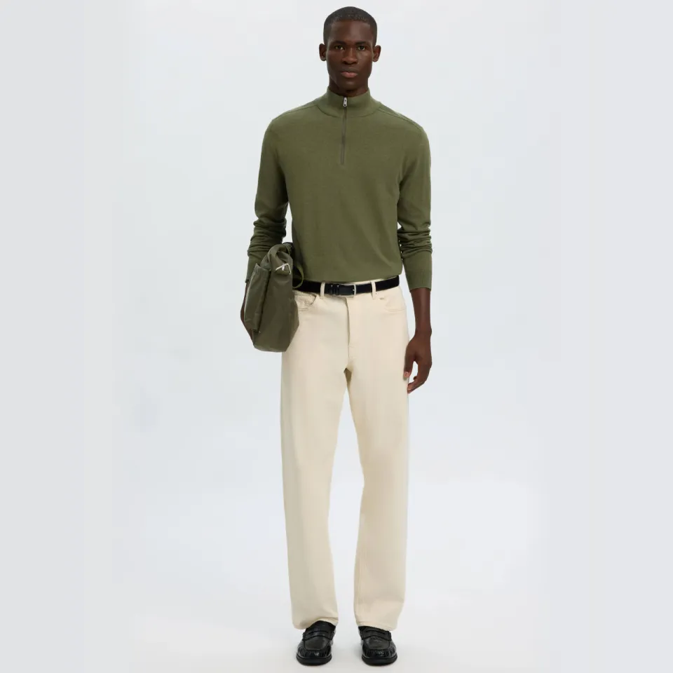 Selected regular fit gebreide trui - olijfgroen, foto 3