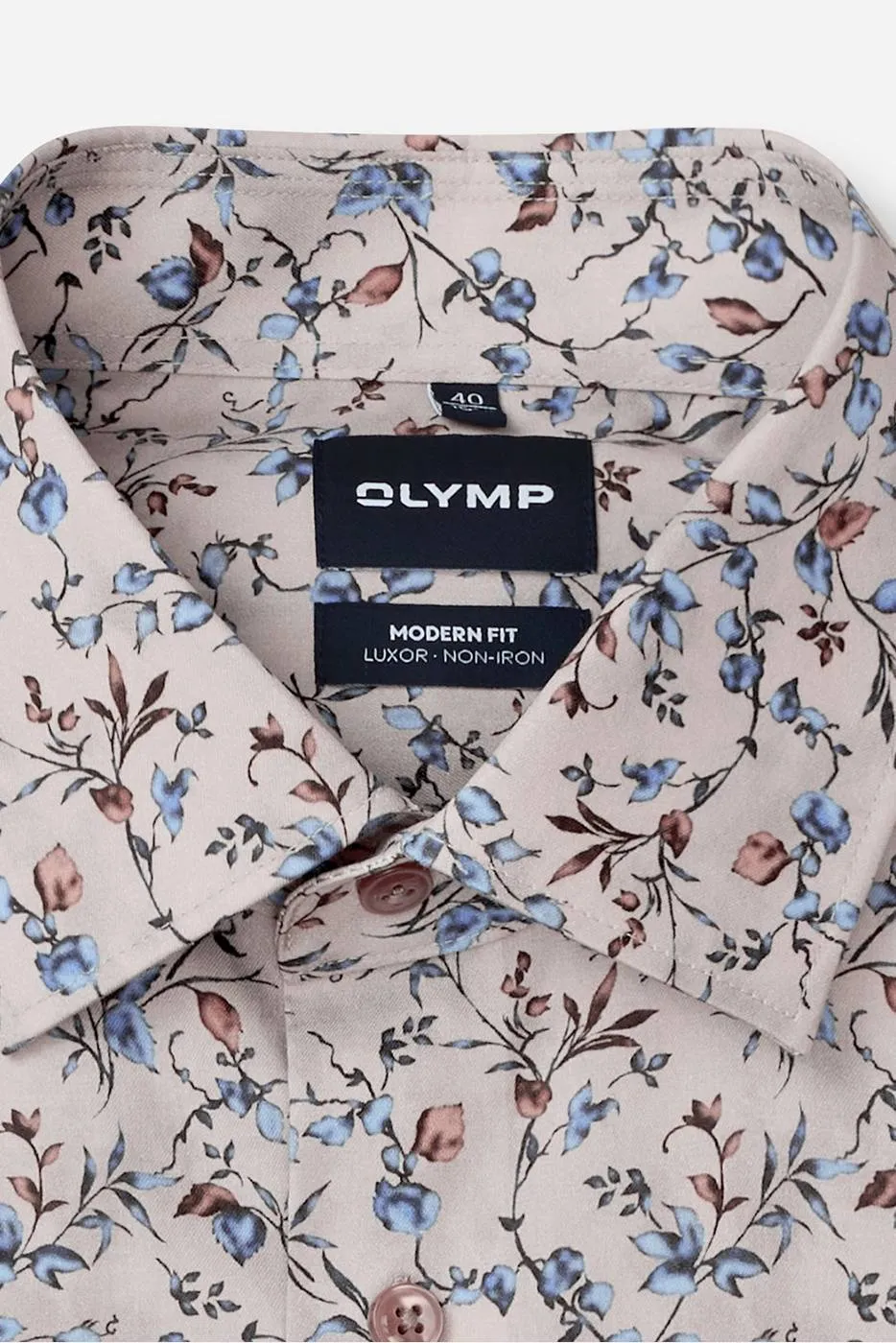 Olymp slim fit overhemd met print - beige, foto 4
