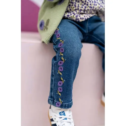 Babyface straight leg jeans met borduursels en print - mediumblauw, foto 2