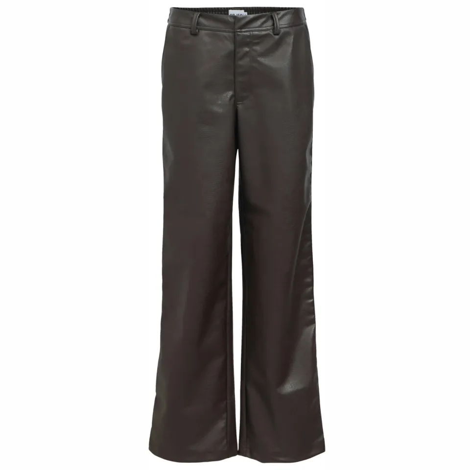 Object wide leg casual broek - donkerbruin, foto 2