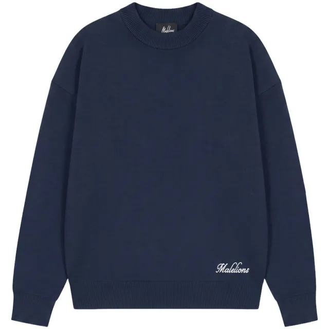Malelions gebreide trui met logo - marineblauw
