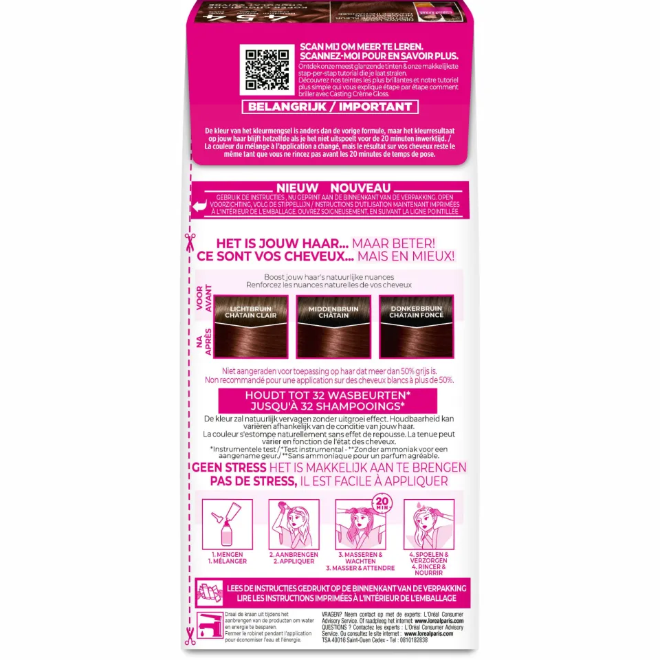 L'oréal Casting Crème Gloss haarkleurmiddel mahonie koperbruin 454, foto 3