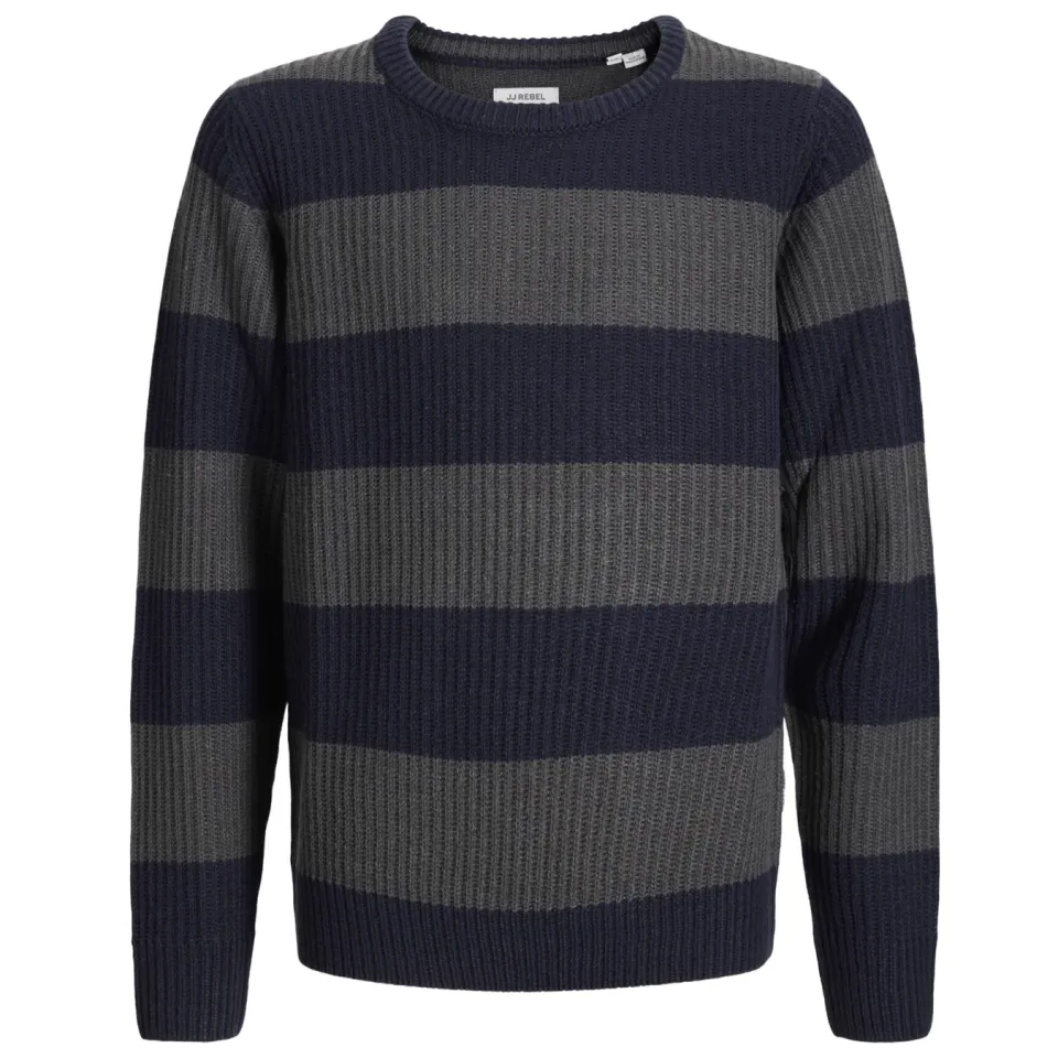 JJ Rebel JUNIOR gebreide gestreepte trui - donkerblauw/donkergrijs, foto 2