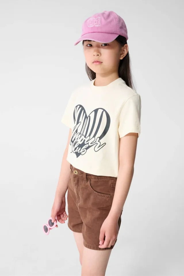 Shoeby rechtvallend T-shirt met print ecru Gebroken wit