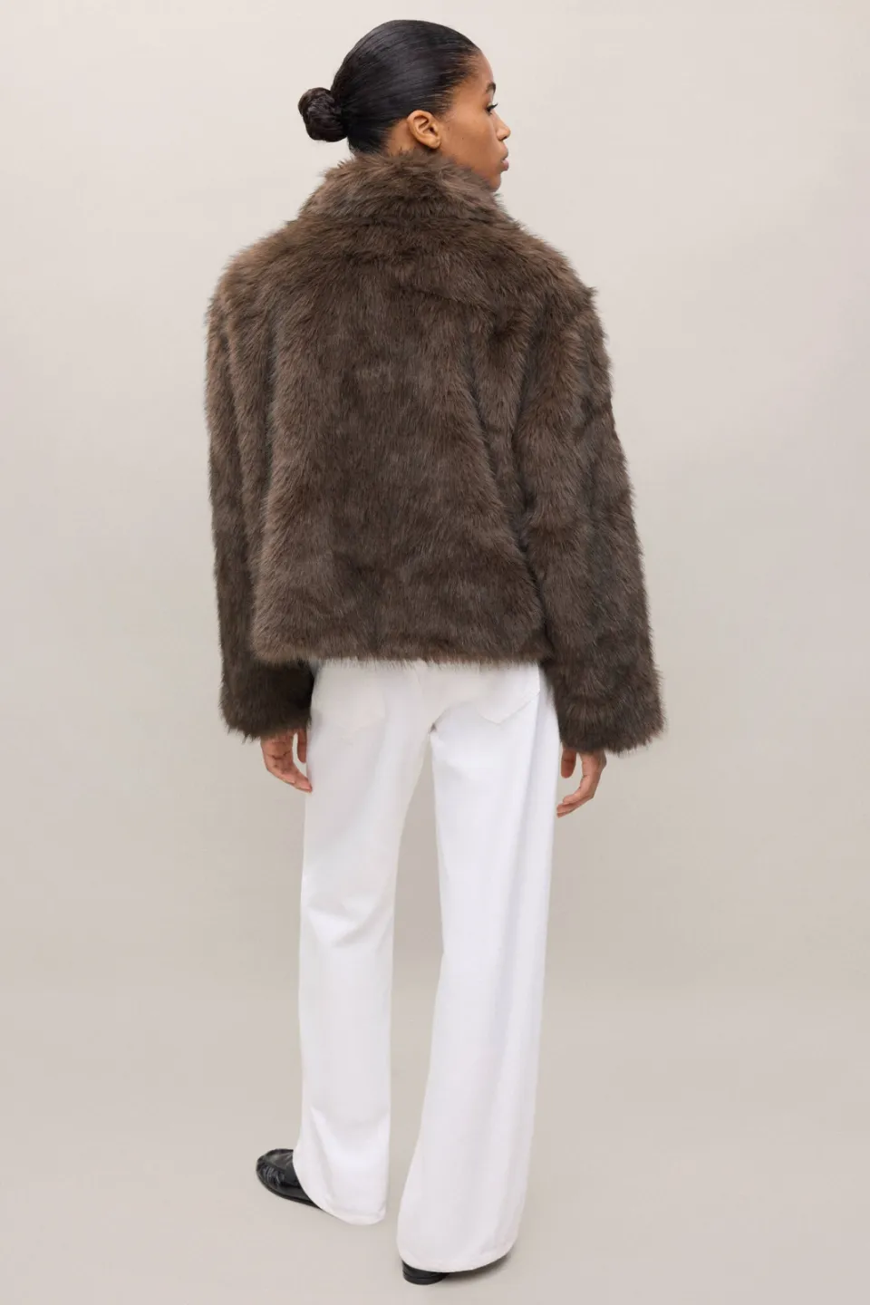 Mango TEEN faux fur jas - bruin, foto 6