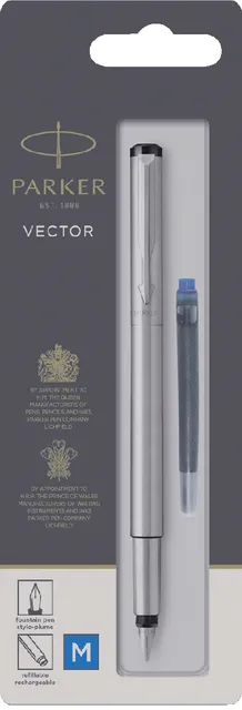 Parker Vulpen parker vector stainless steel medium Blister blauw