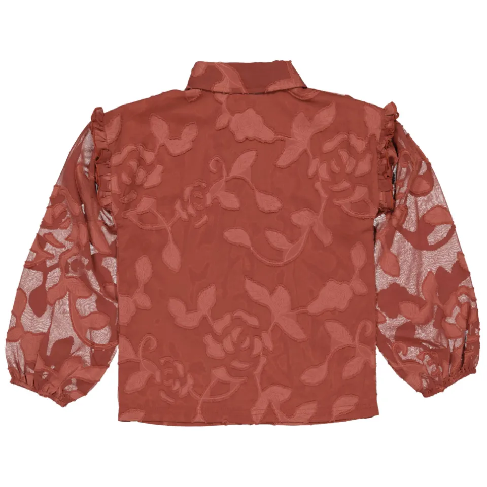 LEVV blouse met ruches terra, foto 4
