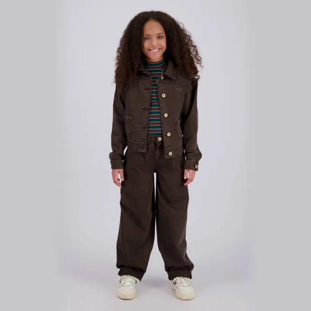 Vingino katoenen jas met studs donkerbruin