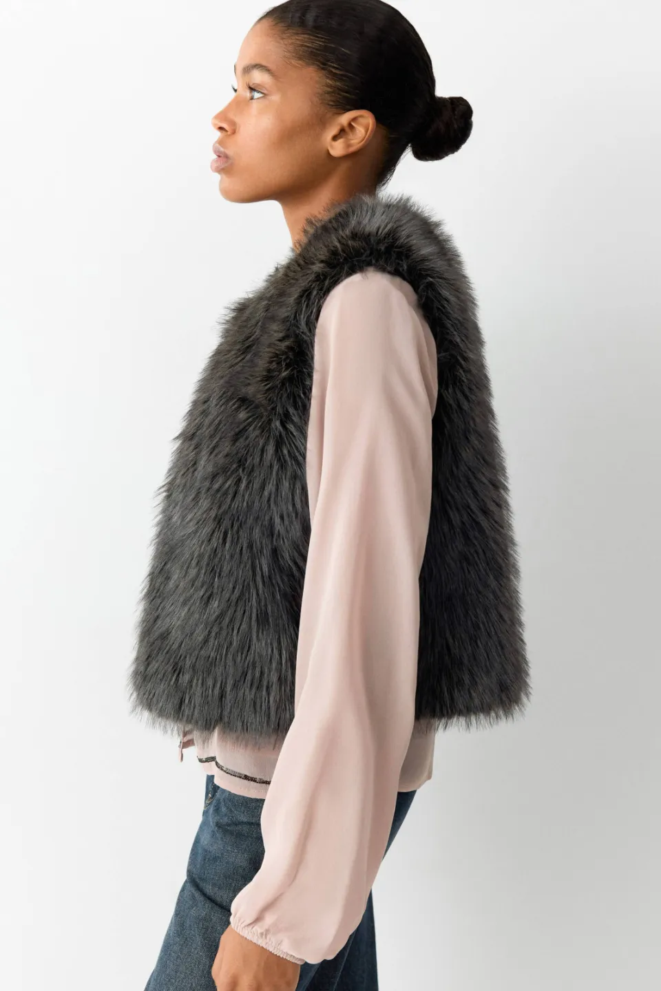 Mango Teen imitatiebont bodywarmer zwart, foto 5