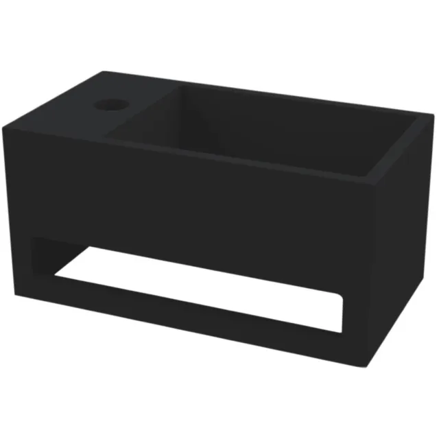 Best Design Fontein Best Design Mona-Black 33x18x16 cm incl. Handdoekhouder Links Solid Surface Mat Zwart