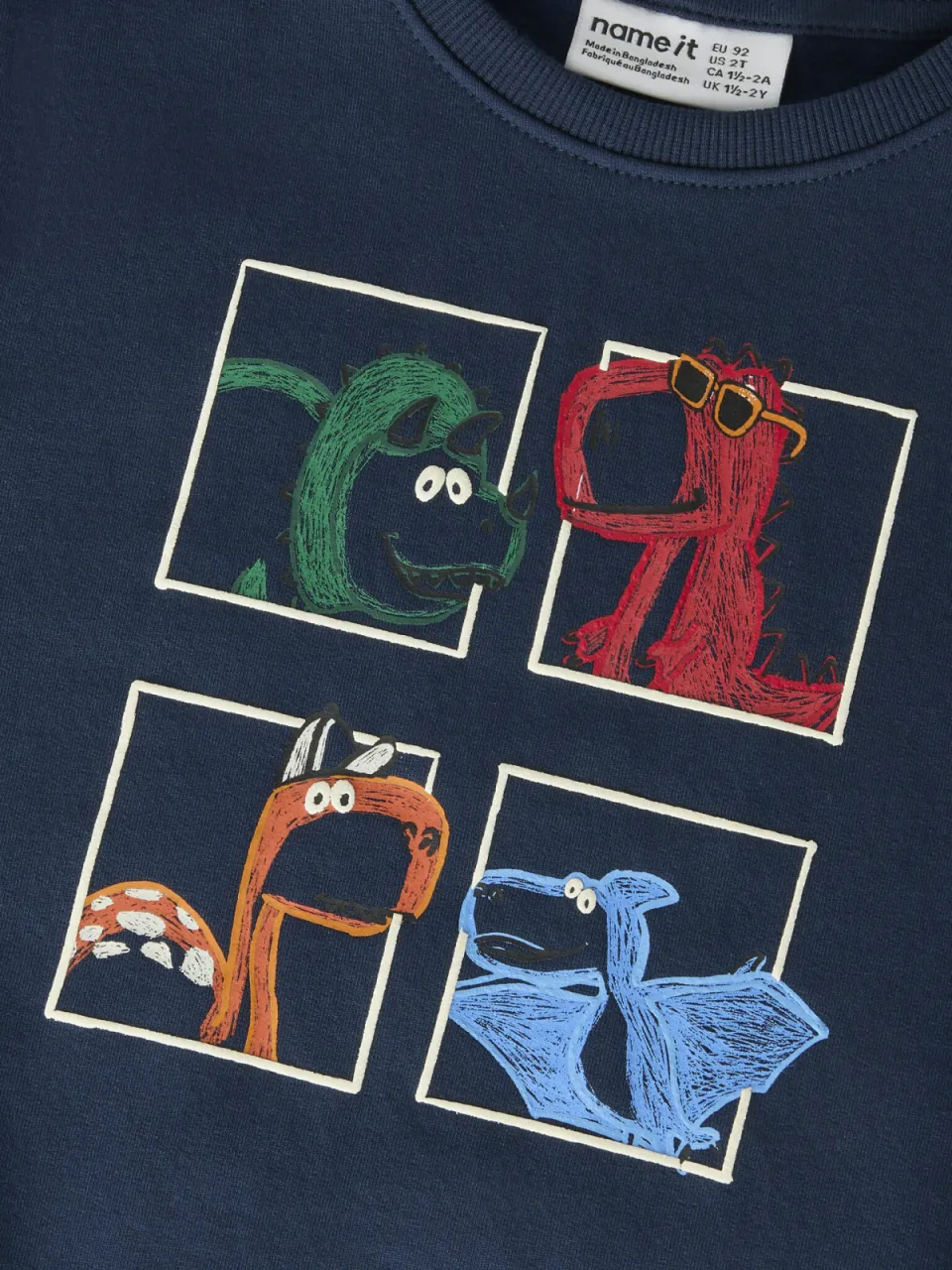 NAME IT MINI rechtvallende sweater met print - donkerblauw, foto 7