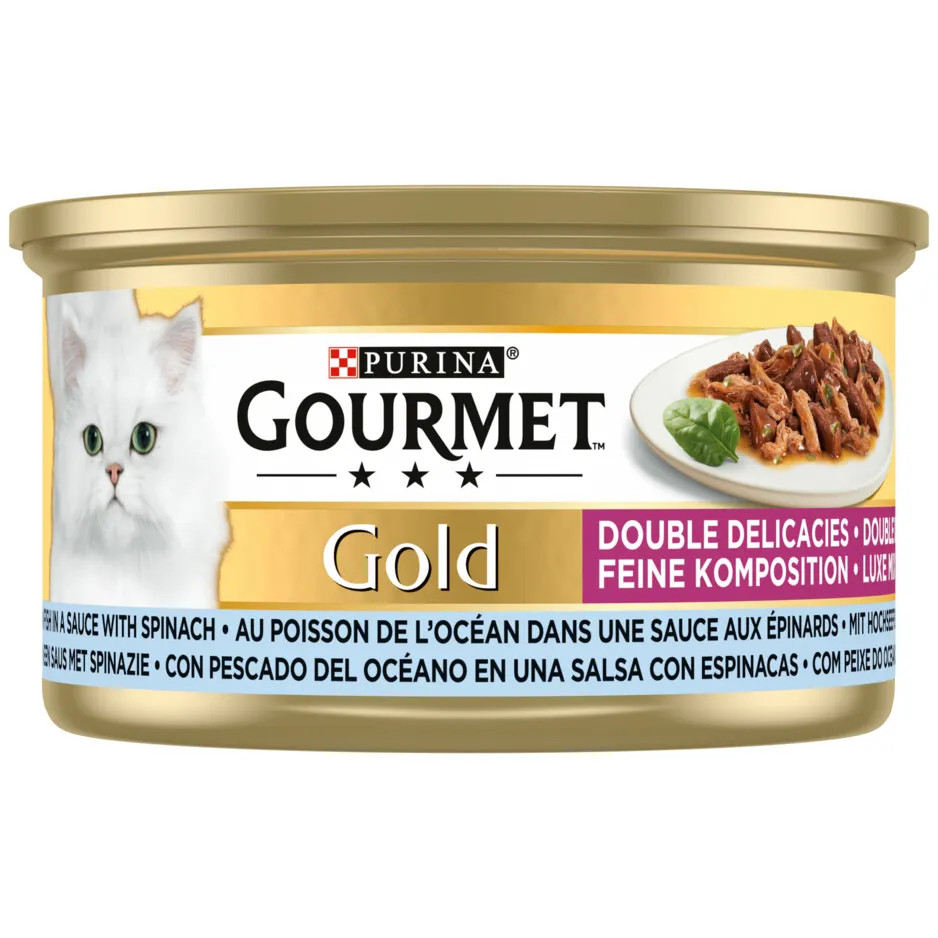 Gourmet Gold Luxe Mix zeevis met spinazie natvoer kat