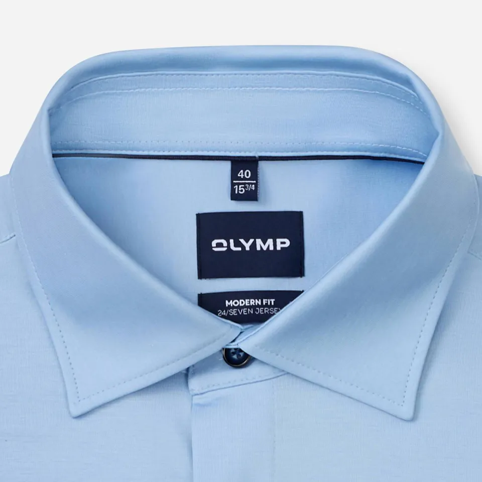 Olymp jersey overhemd 24/7 - Luxor modern fit lichtblauw, foto 4