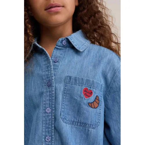 WE Fashion Blue Ridge denim blouse met borduursels middelblauw, foto 5