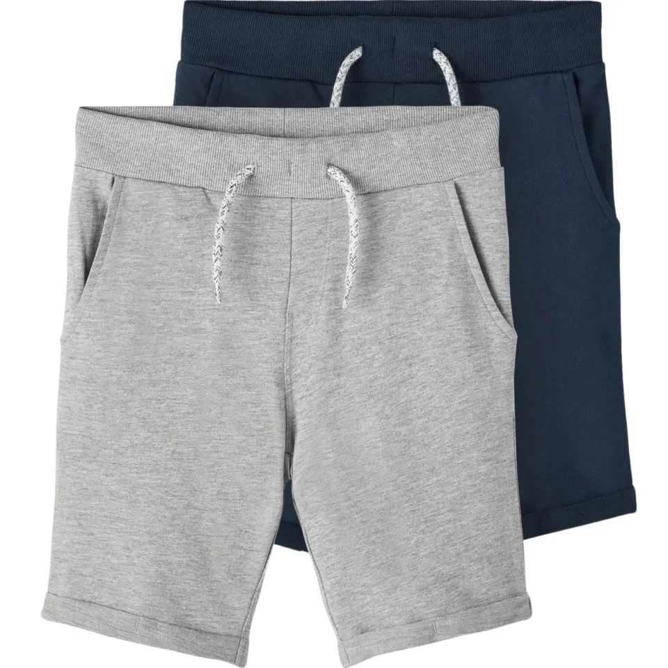 NAME IT Vermo sweatshort donkerblauw set van 2 grey melange-packed with dark sapphire, foto 3