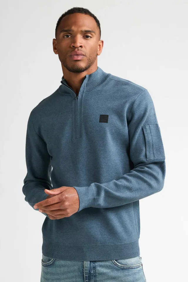 Petrol Industries regular fit gebreide gemêleerde trui - storm blue