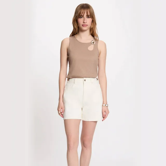 Morgan gemêleerde top met glitters - beige