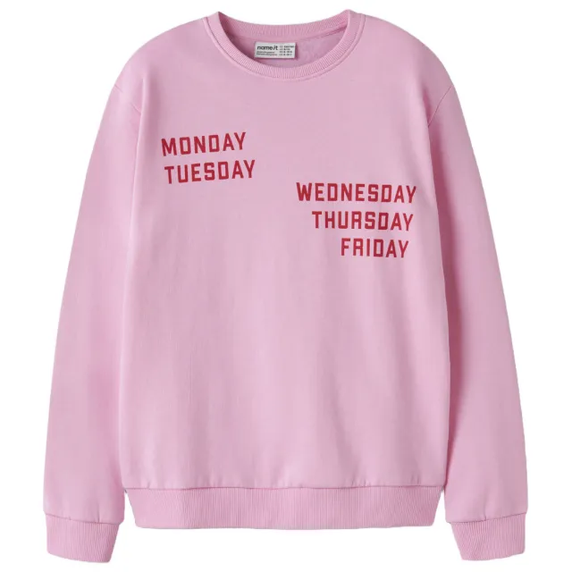 NAME IT KIDS rechtvallende sweater met backprint - roze