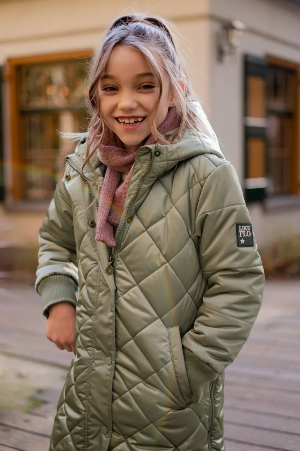 Like Flo quilted winterjas met split groen, foto 7