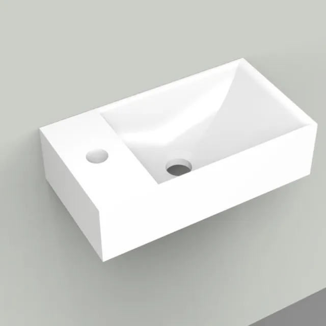 Arcqua Fontein Arcqua Marble Free 40x22x12 cm Kraangat Links Glanzend Wit