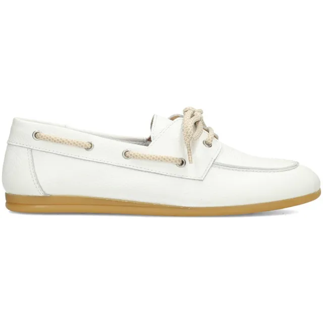 Poelman Callie leren bootschoenen ecru