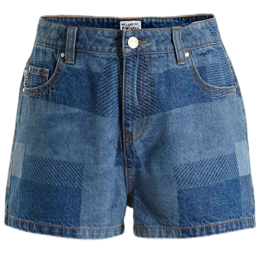 Me & My Monkey denim patchwork short Jill blauw, foto 2
