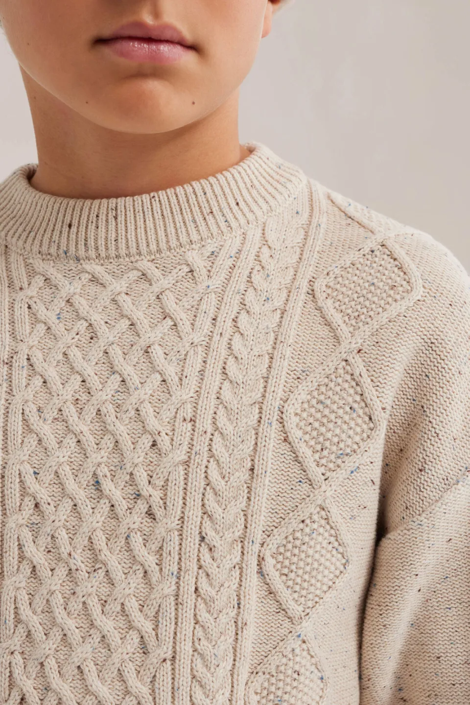 WE Fashion katoenen kabeltrui - beige, foto 5
