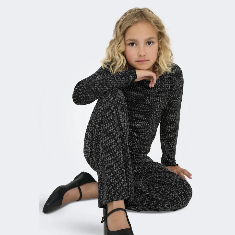 Only wide leg broek zwart zilver, foto 5
