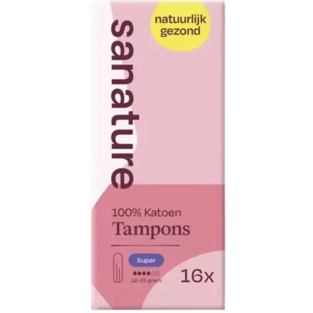 Sanature 100% katoen tampons super 16 stuks