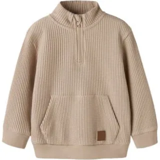 NAME IT MINI gebreide trui - beige Jongens Katoen Opstaande kraag Effen