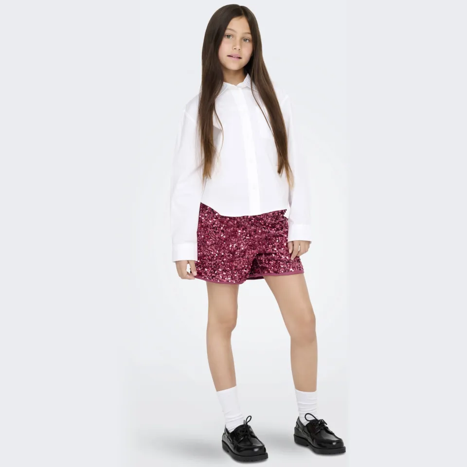 Only korte broek met pailletten donkerroze, foto 4