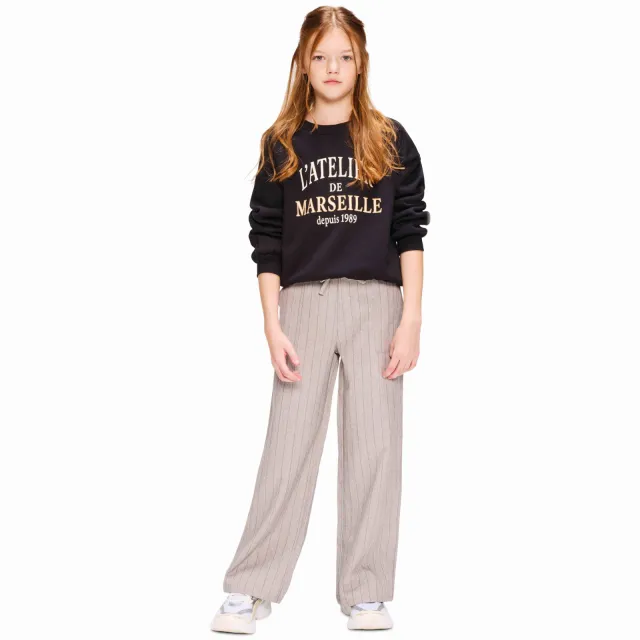 Retour Jeans oversized sweater met tekst - zwart