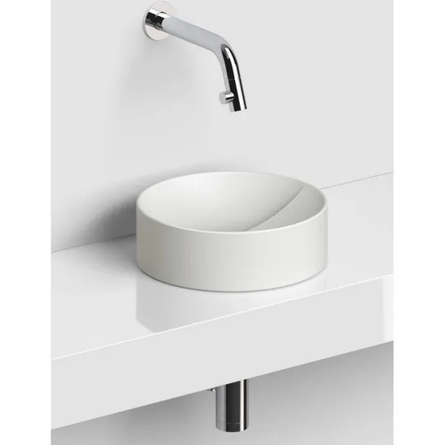 Clou Vale Rond Fontein Zonder Kranenbank Met Geïntegreerde Afvoer Wit Mat Keramiek 22 cm