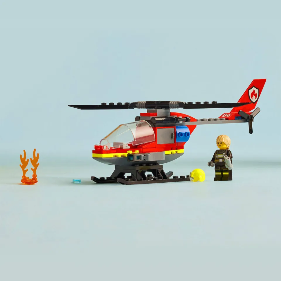 Lego City Brandweerhelikopter Reddingsvoertuig Speelgoed met Minifiguur van Piloot 60411, foto 7