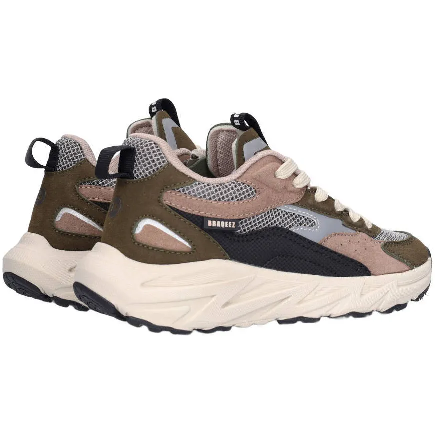 Braqeez Matteo chunky suède sneakers - groen/taupe, foto 5
