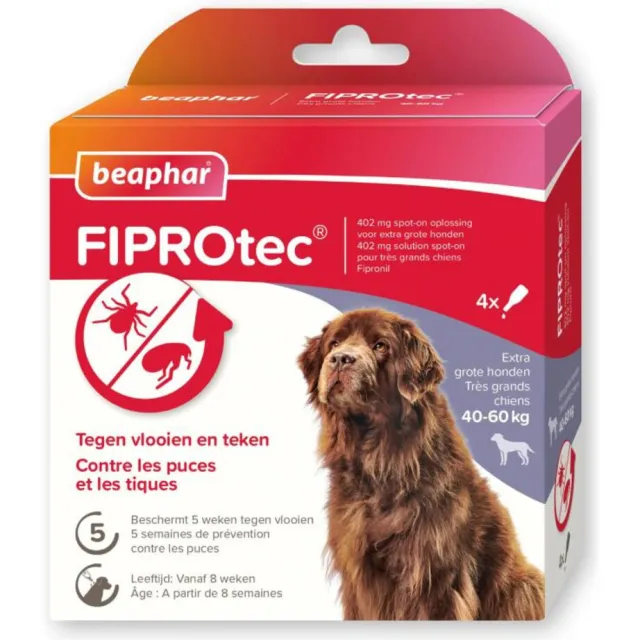 Beaphar Fiprotec Anti Teken- & Vlooiendruppels Hond 40 - 60 kg 4 stuks