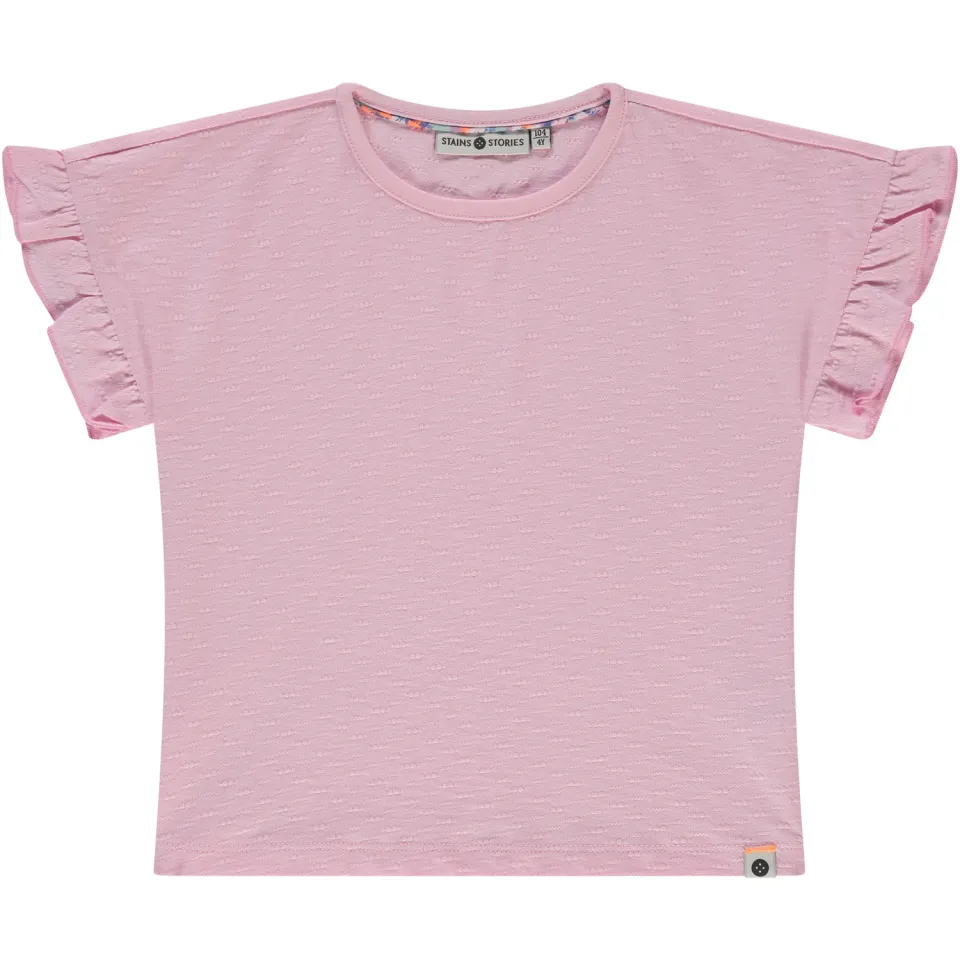 Stains&Stories T-shirt met textuur roze, foto 2