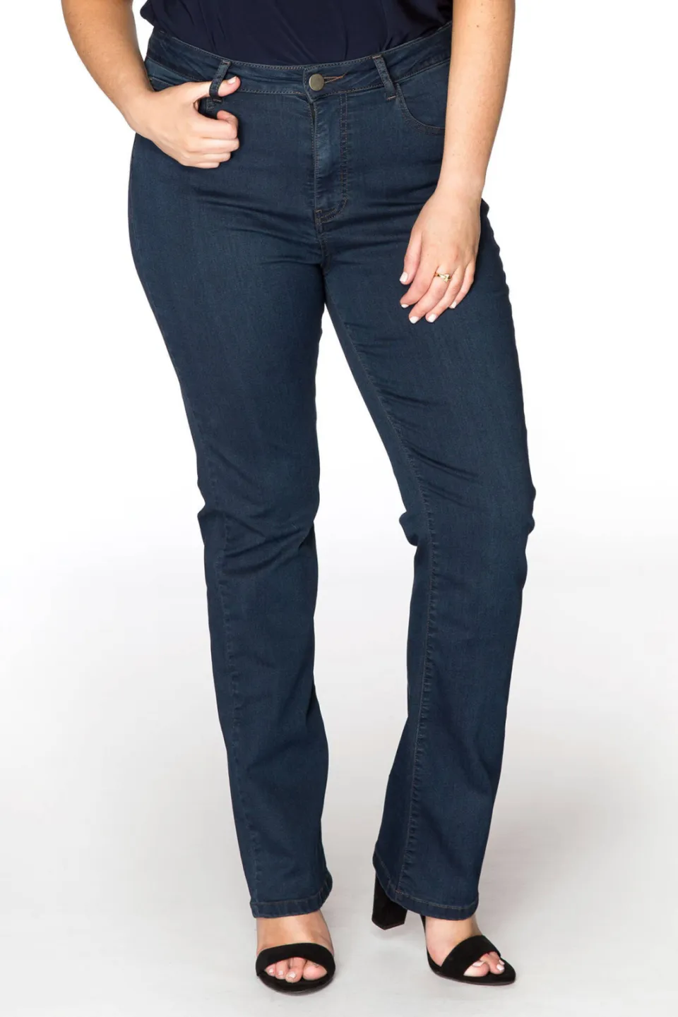 Yoek Jeans met rechte pijp | Donkerblauw, foto 4