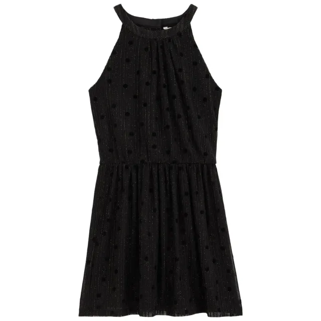 WE Fashion semi-transparante korte halterjurk met glitters - black dessin