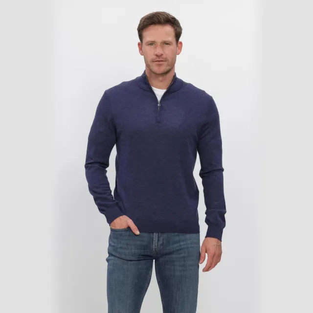 Profuomo Heren Truien & Vesten Pullover Half Zip Extrafine Merino - Donkerblauw