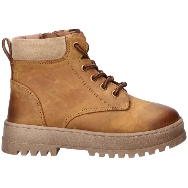 Nelson Kids leren enkelboots met profielzool - cognac