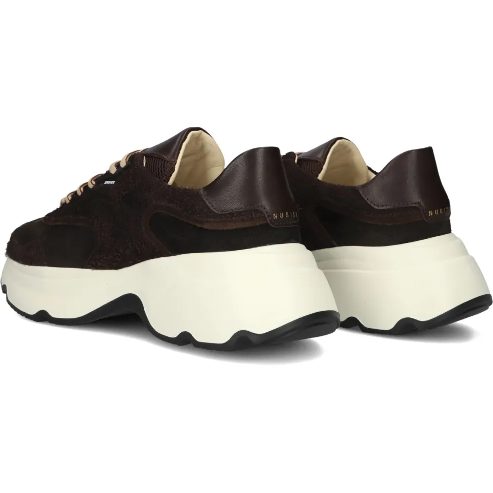 Nubikk Ross Zay chunky leren sneakers donkerbruin bruin, foto 4