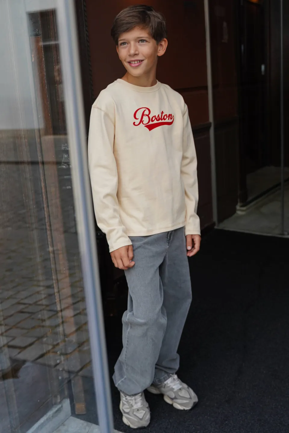 Like Flo rechtvallende longsleeve met print crème, foto 5